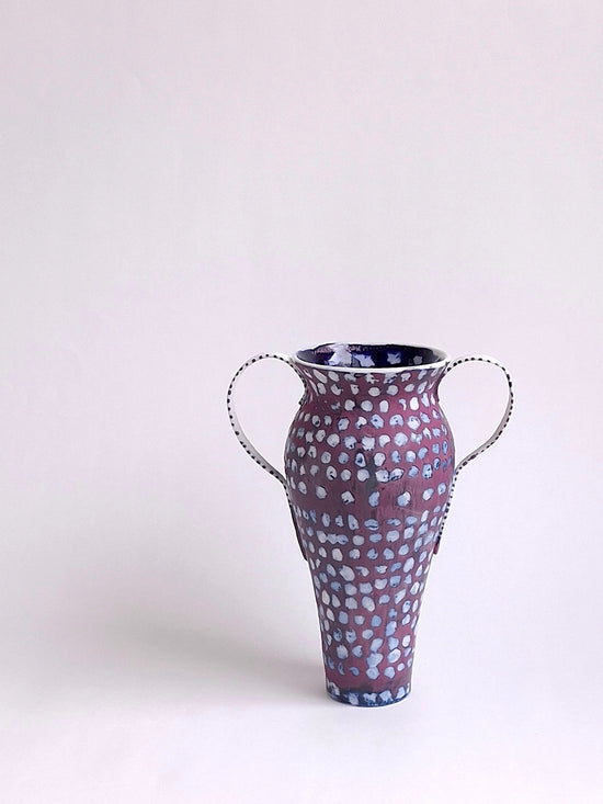 COBALT DOTS (LARGE VASE WITH EARS)