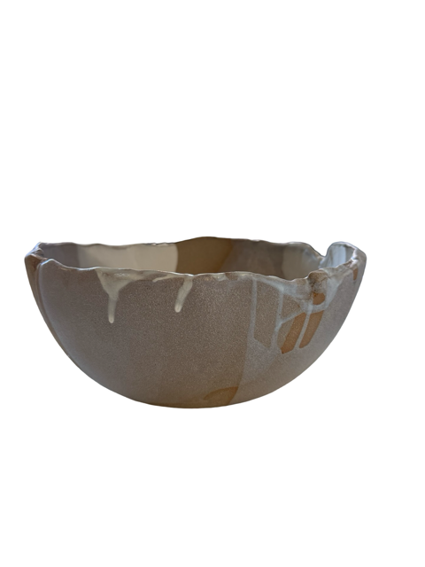 LARGE SLAB BUILT BOWL WITH BLUE GLAZE